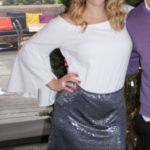 Bell-sleeved off the shoulder top